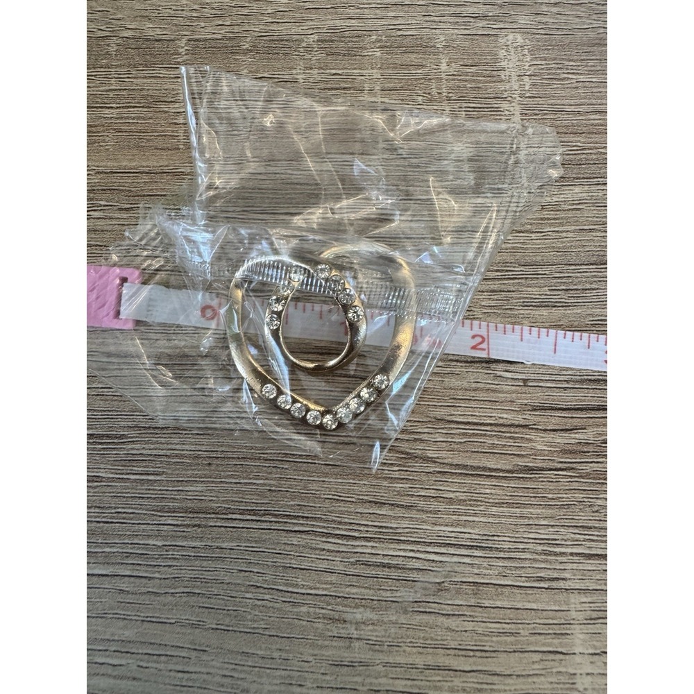 Heart Scarf Clip With Rhinestones, Gold Toned - Picture 4 of 5